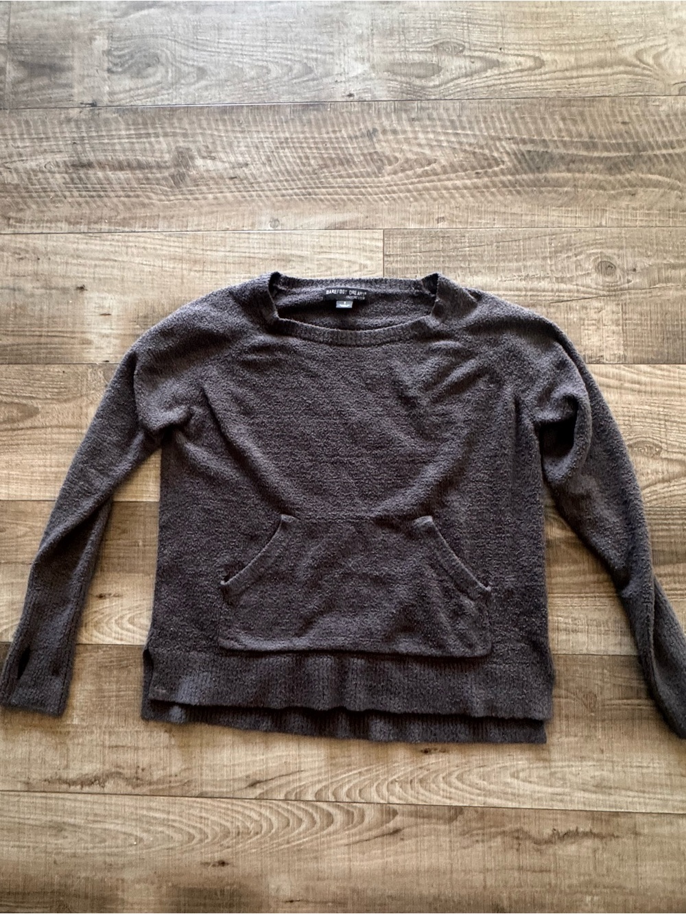 Barefoot Dreams Dark Grey Scoop Neck Cozy Pullover with Kangaroo Pocket